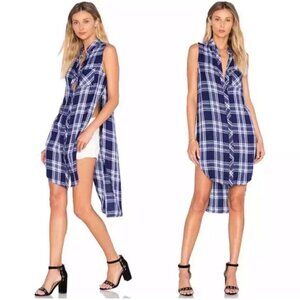 Rails Revolve Jordyn Blue Plaid Long Button Up Shirt Size M